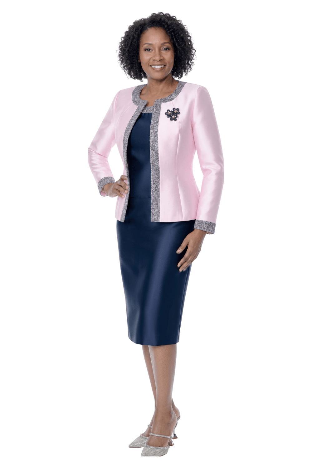 Contrast Satin Jacket Dress Set by Terramina - Especially Yours
