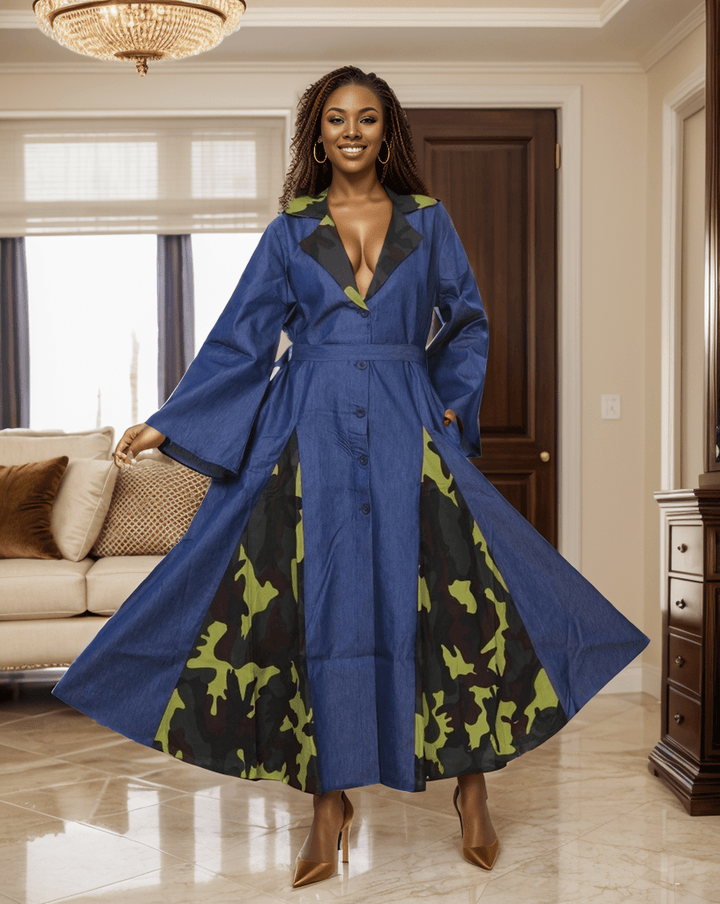 7752 - Pop Of Color Denim Dress - Especially Yours