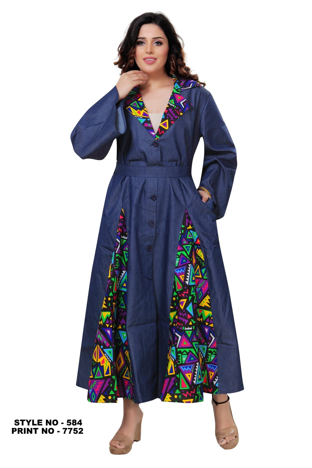 7752 - Pop Of Color Denim Dress - Especially Yours