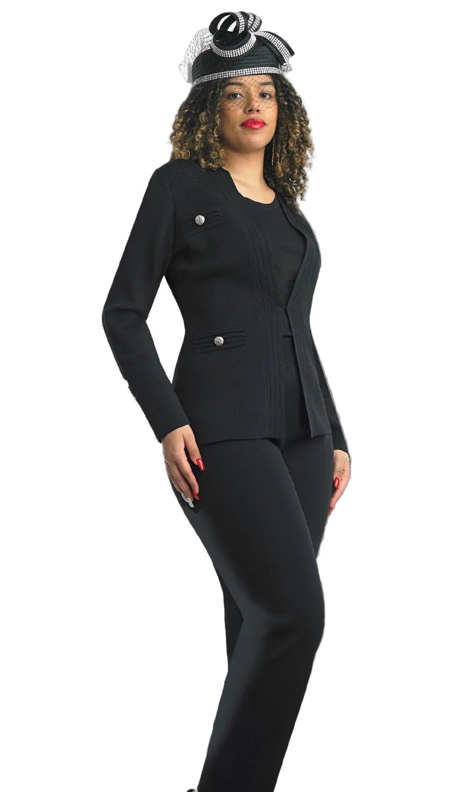 "Chic and Contemporary Women's Two - Piece Knit Set with Silver Details" by Lily & Taylor - Especially Yours