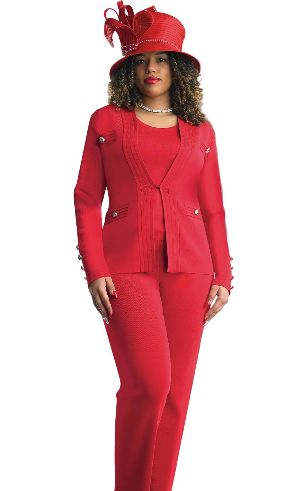 "Chic and Contemporary Women's Two - Piece Knit Set with Silver Details" by Lily & Taylor - Especially Yours