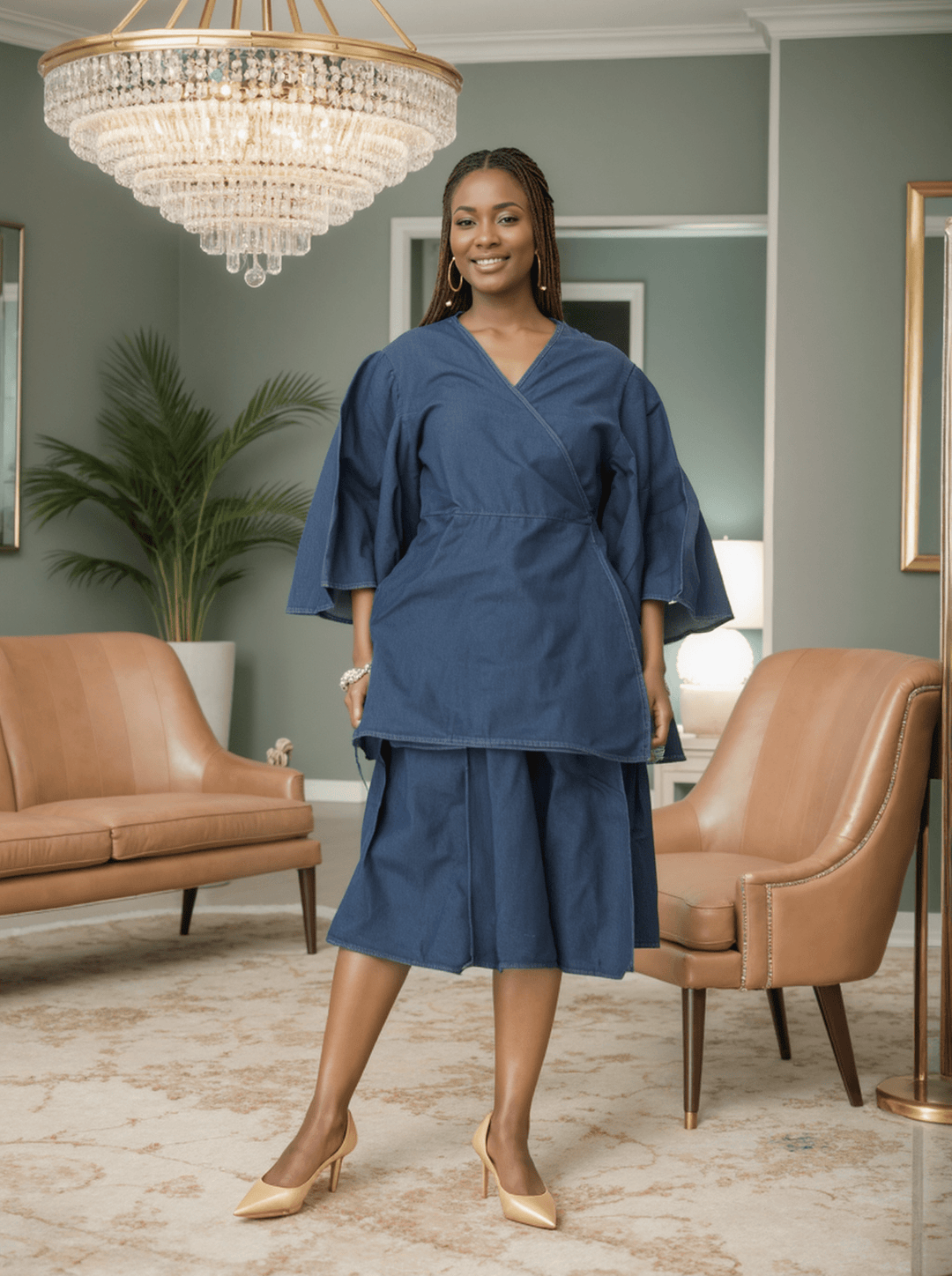 7819 - Denim 2pc Skirt Set - Especially Yours