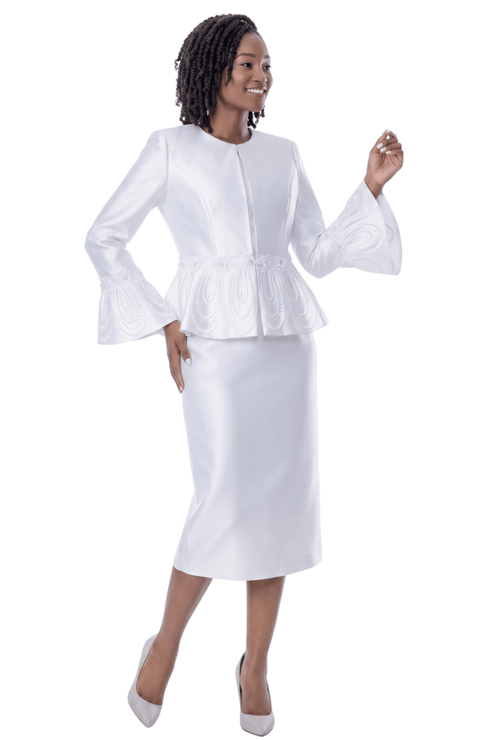 Embroidered Peplum Skirt Suit by Terramina - Especially Yours