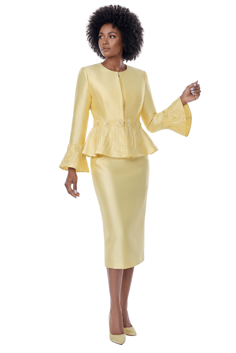 Embroidered Peplum Skirt Suit by Terramina - Especially Yours