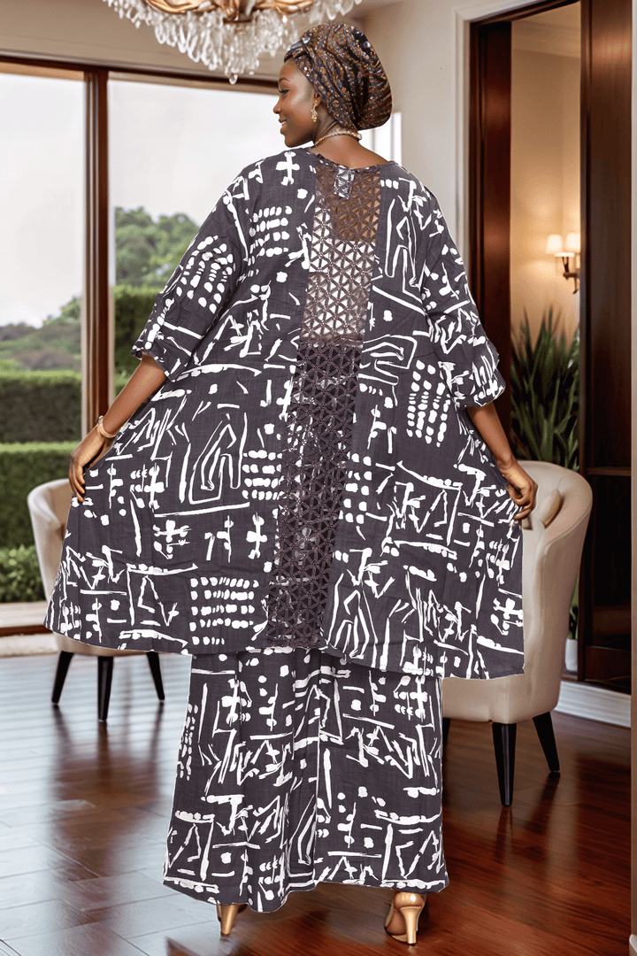 Maya's Crochet Back African Print 2pc Pant Set - Especially Yours