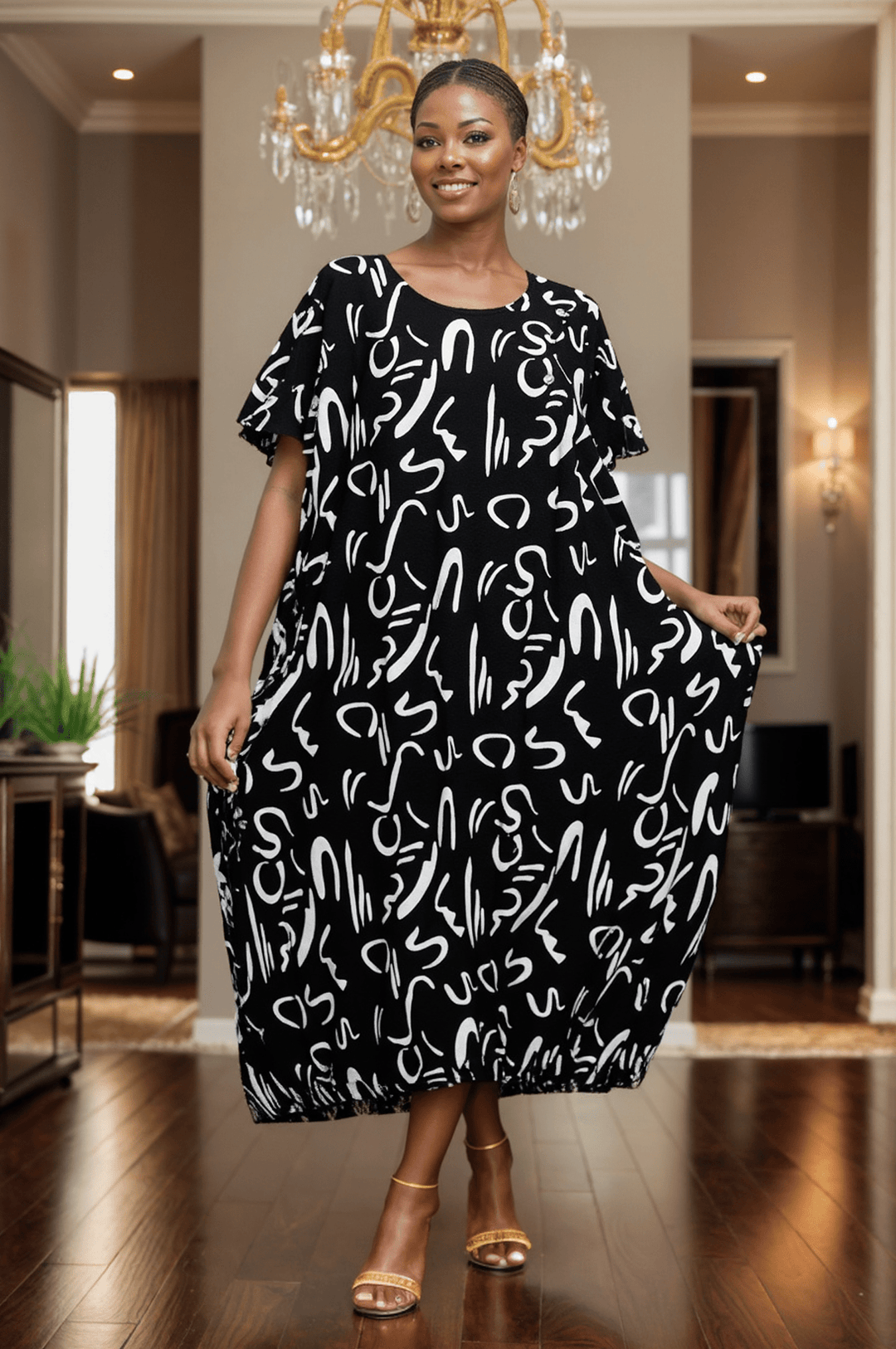 7884 - Gina's Feeling Good - Ankle Length Maxi Dress - Especially Yours Free Size / Print-655 7884 - Gina's Feeling Good - Ankle Length Maxi Dress - Especially Yours Free Size / Print-655