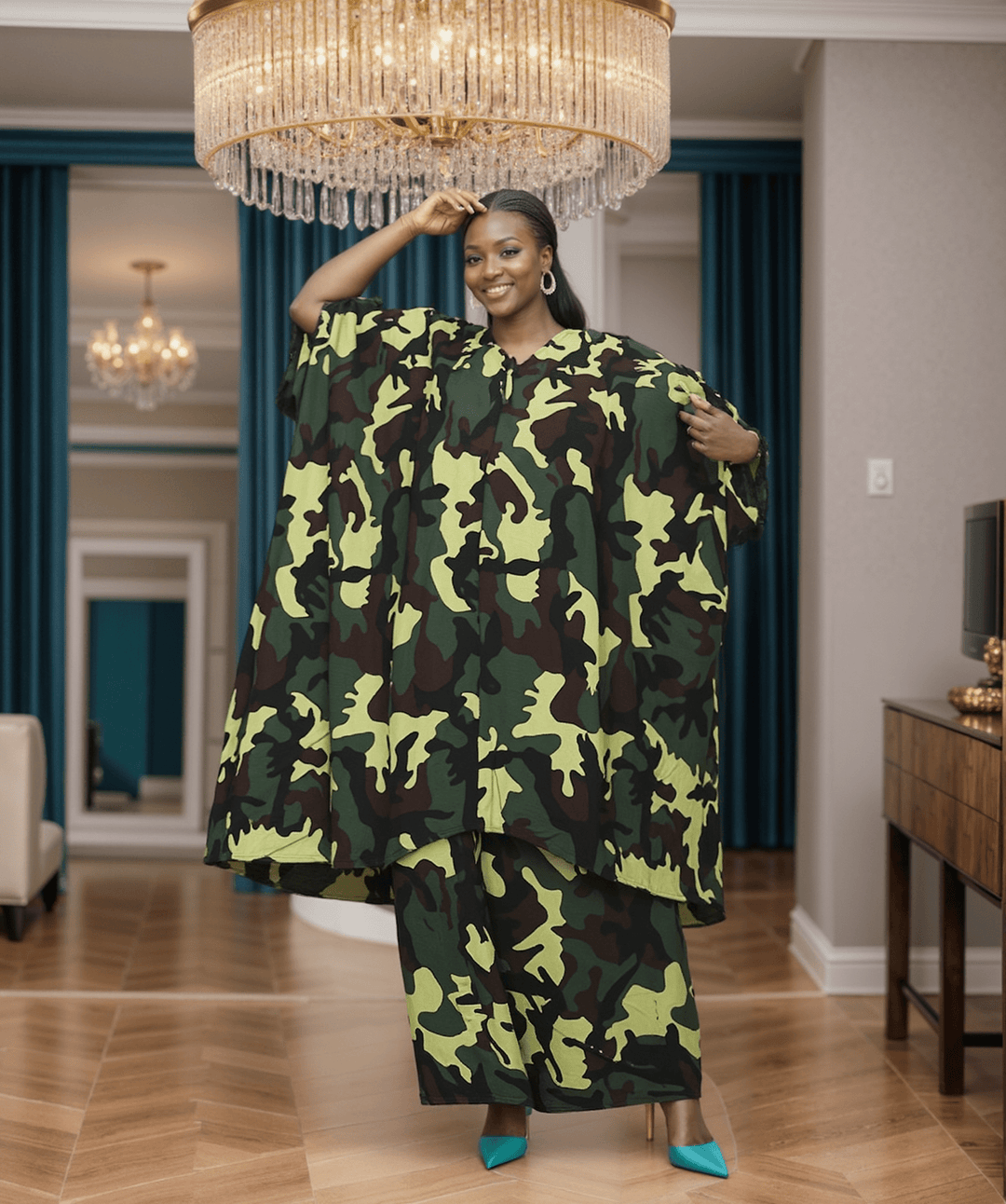 7912 - Camouflage Print Gorgeous 2pc Pant Set - Especially Yours