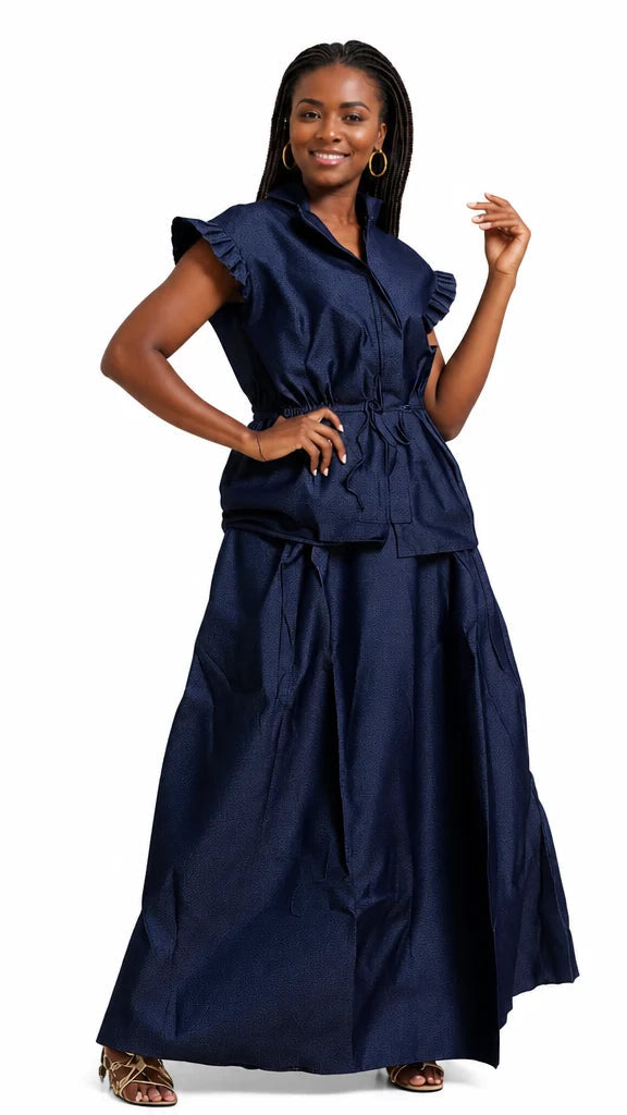 7935D Elegant 2-Pcs Denim Top & Skirt Set