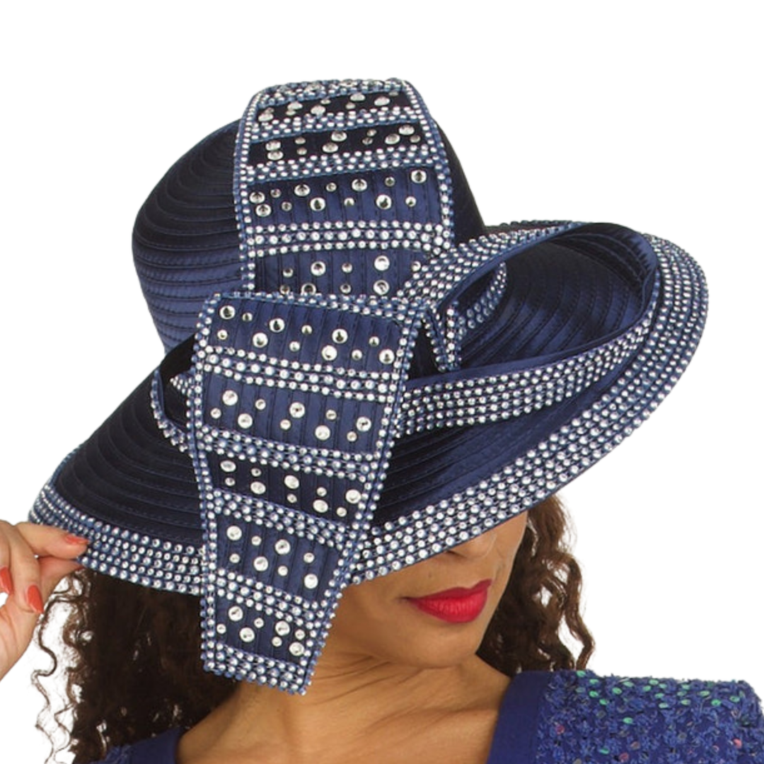 Wide Brim Hat w/ Rhinestone Decor