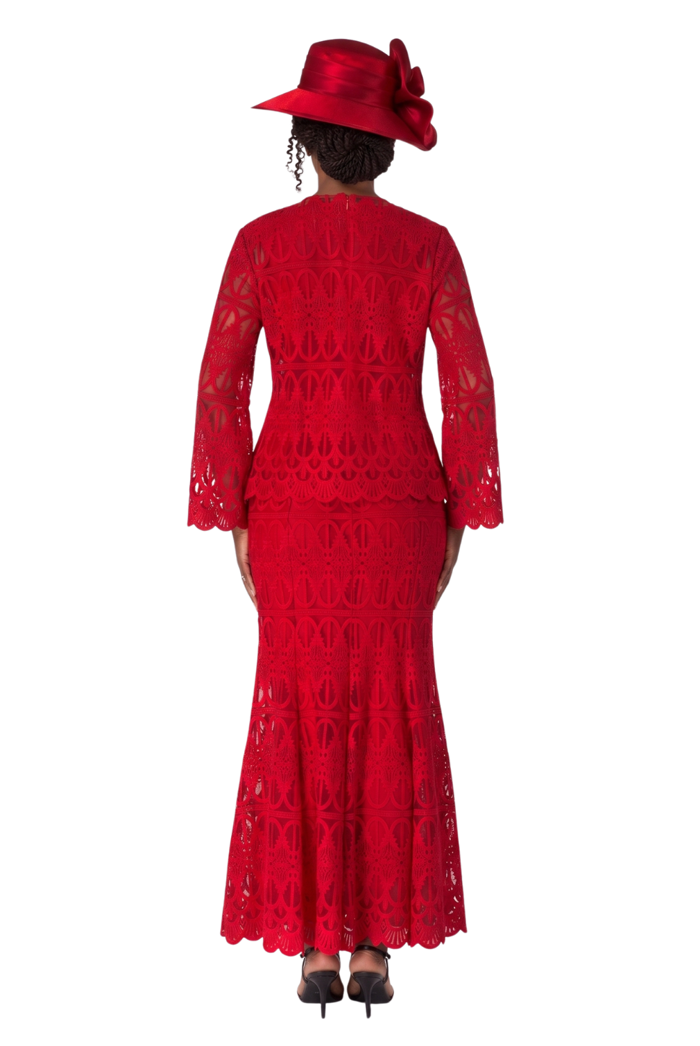 3pc Lux Lace Skirt Suit w/ Scallop Hems