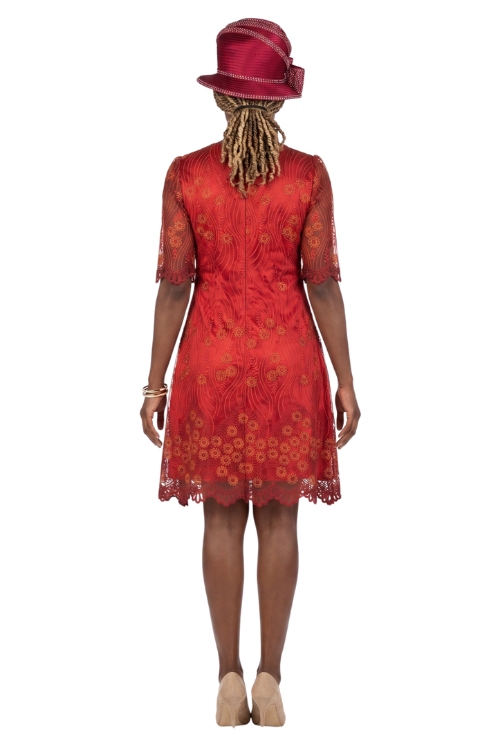 1pc Short Slv Lux Lace A-line Dress - Plus