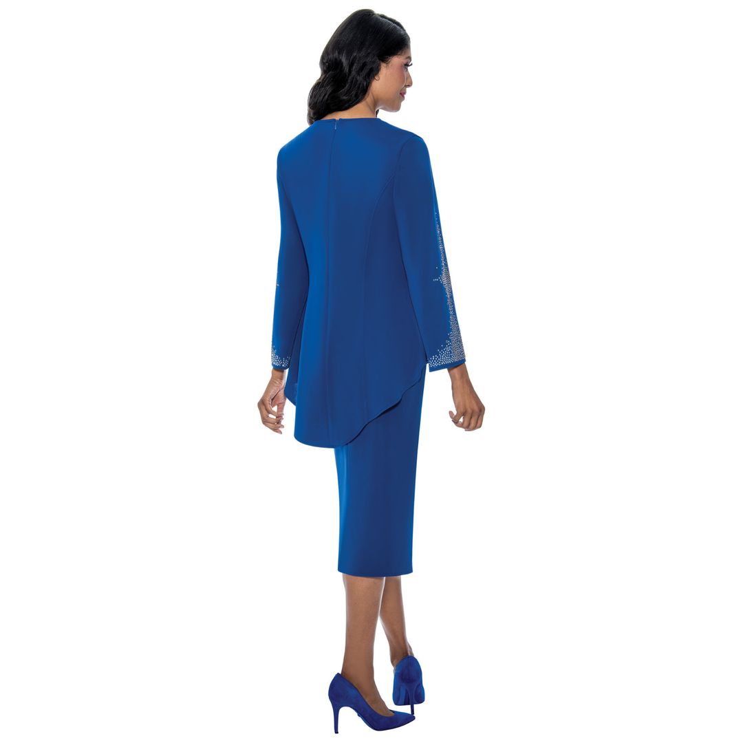 Lightweight Snit Skirt Set with Asymmetrical Top, Bell Sleeves and Sparkle Pattern SL600202