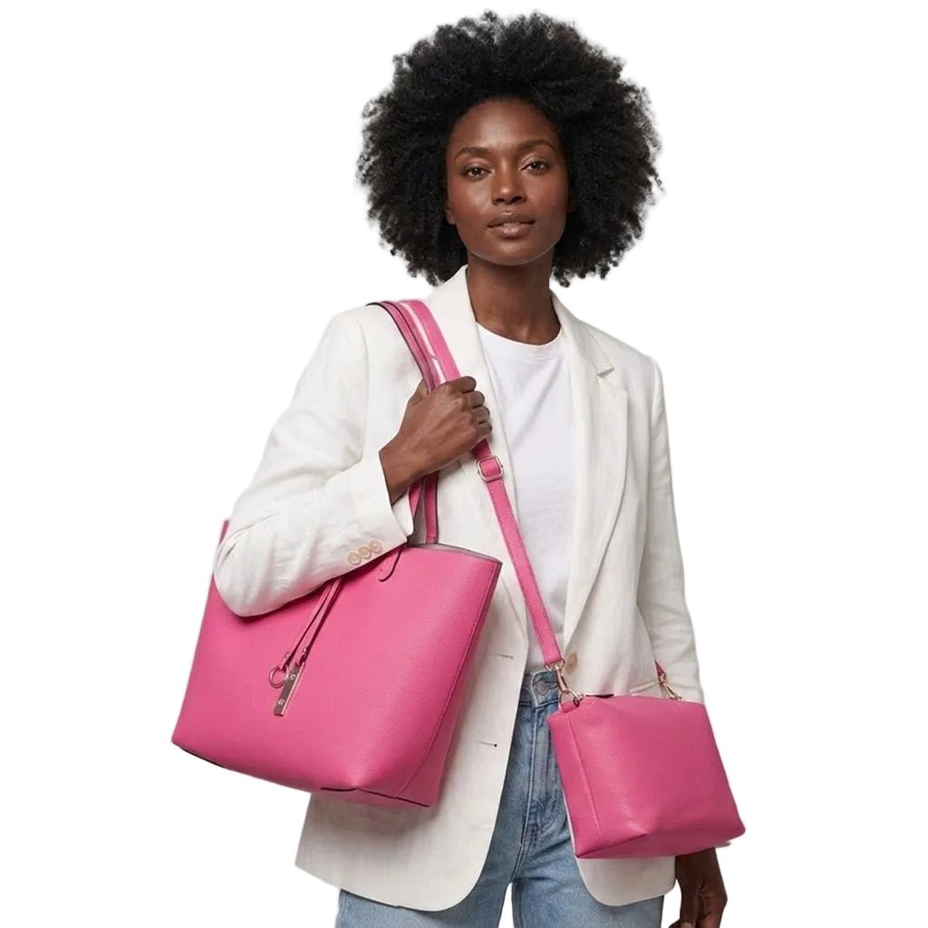 2PCS - Faux Leather Reversible Tote Crossbody Handbag Set - Especially Yours
