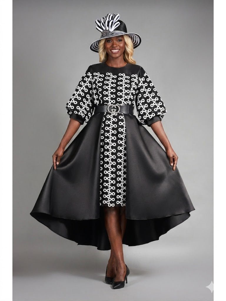 Two - tone Crochet in Circles A - line Drs w/ Belt - Especially Yours