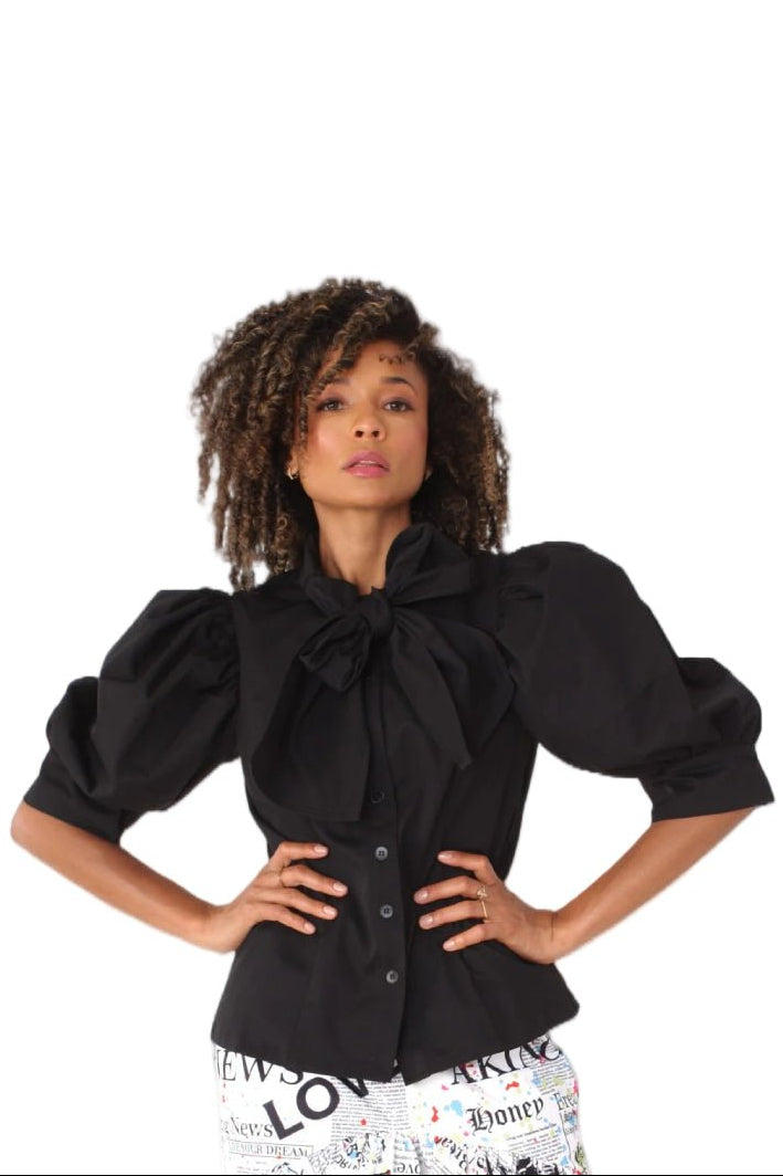 Puff Sleeve Tie Neck Blouse - 81838 - Especially Yours