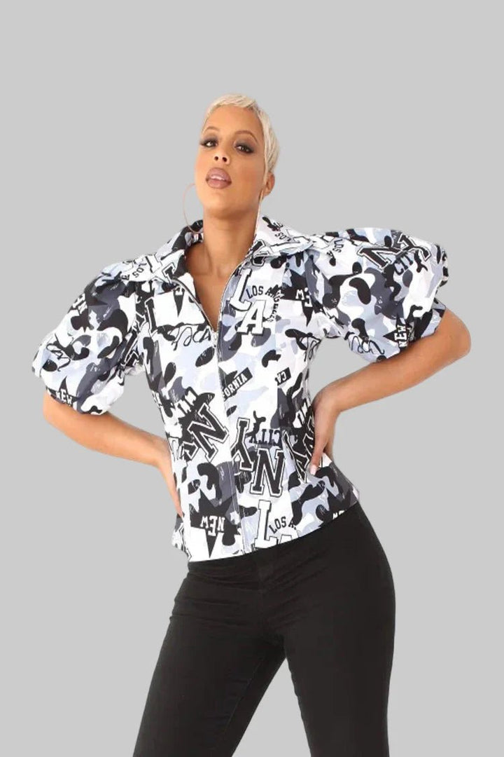 Print Puff Sleeve Blouse - 81839 - Especially Yours