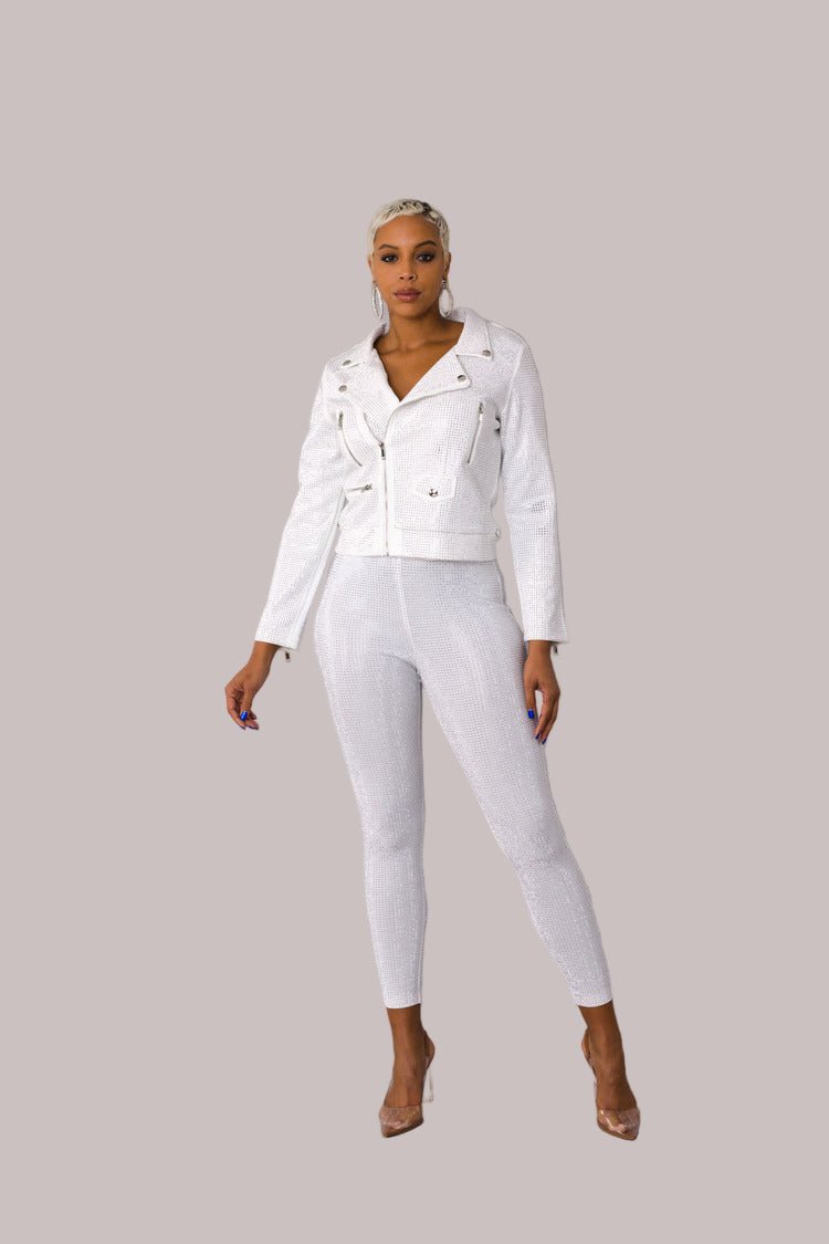 Suede Moto Jacket with Allover Diamonds - 82022 - Especially Yours