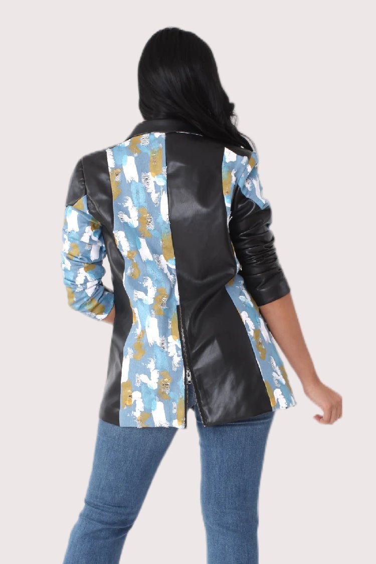 Abstract Print Leather Blazer - 82056 - Especially Yours