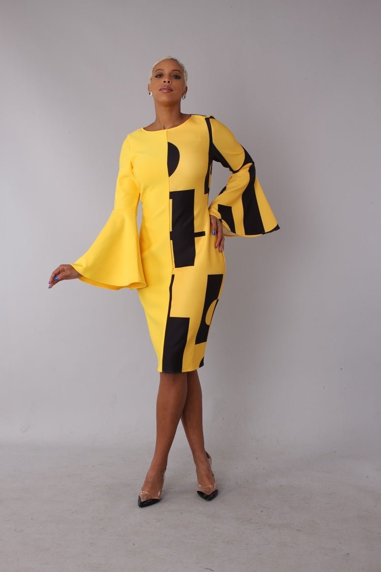 Color Block Bell Sleeve Dress - 82062 - Especially Yours