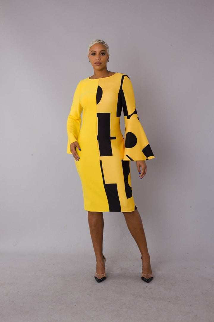 Color Block Bell Sleeve Dress - 82062 - Especially Yours
