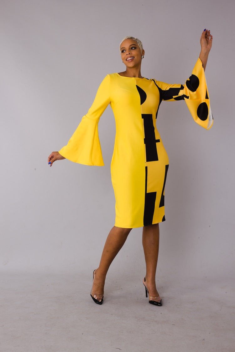 Color Block Bell Sleeve Dress - 82062 - Especially Yours