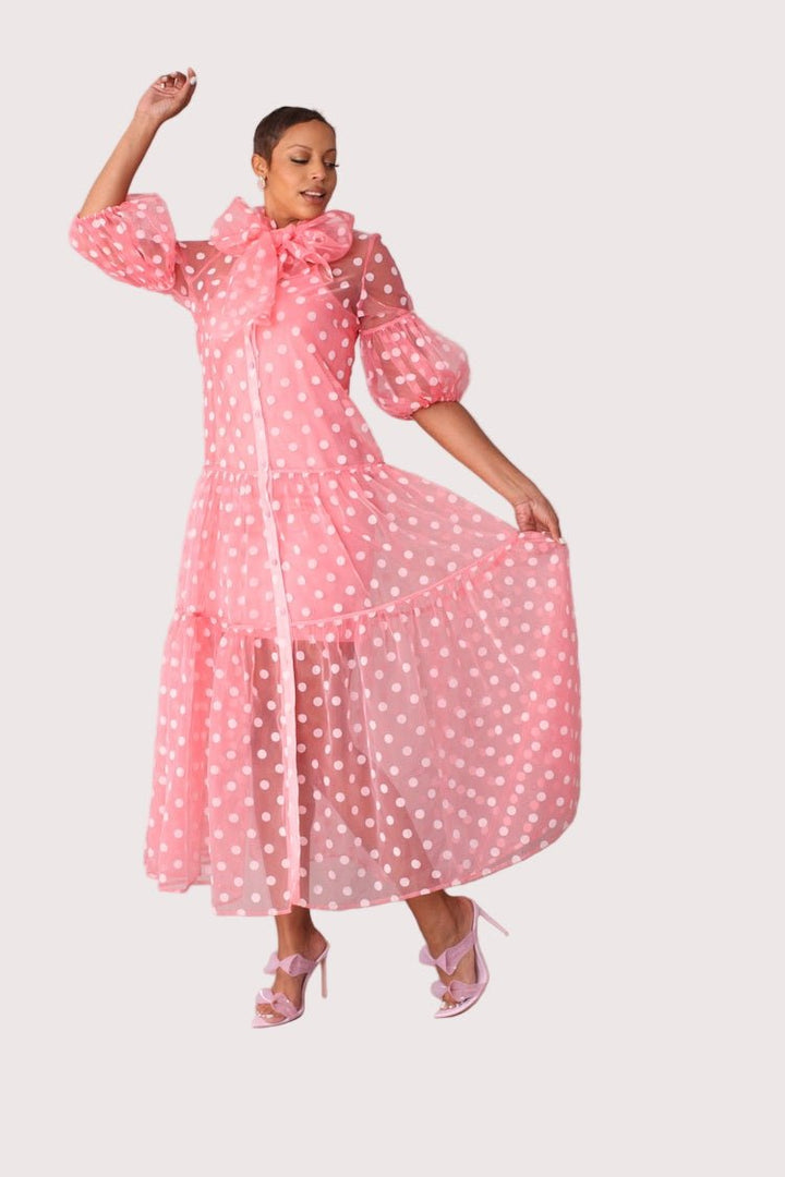 Polka Dot Organza Maxi Dress - 82234 - Especially Yours