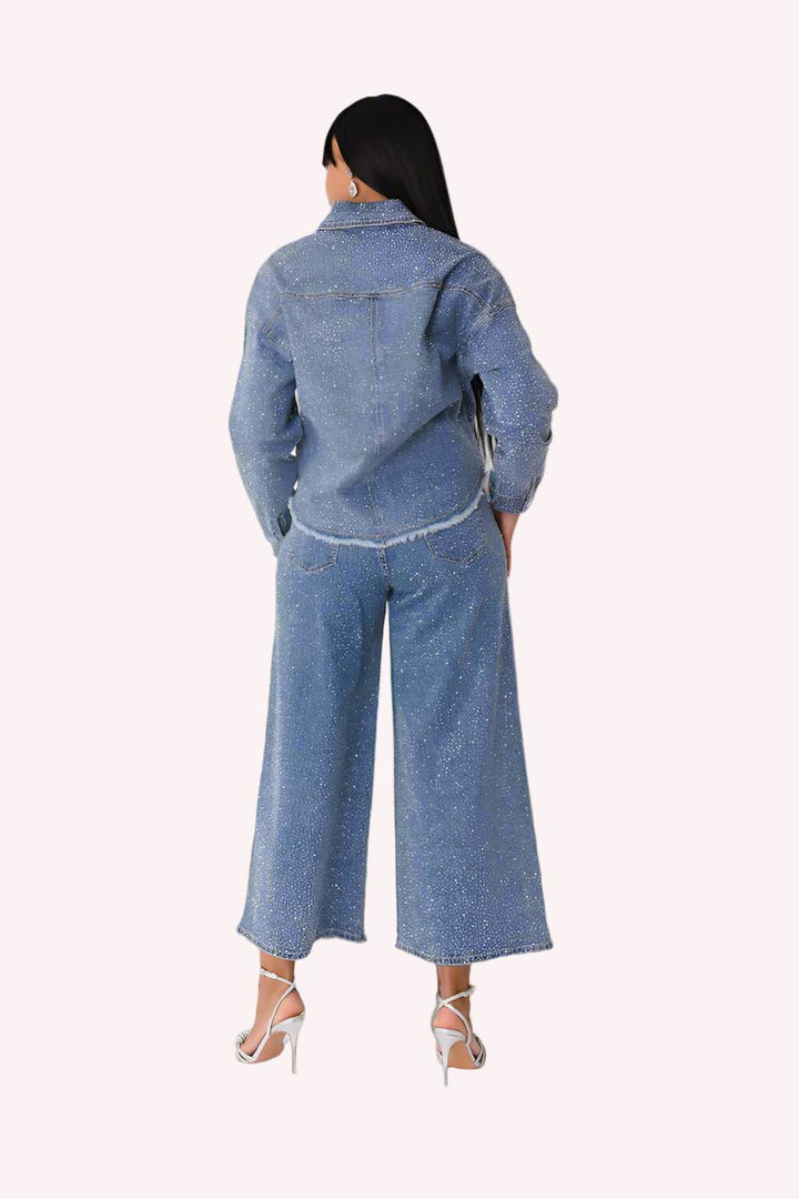Rhinestone Denim Culottes - 82396 - Especially Yours