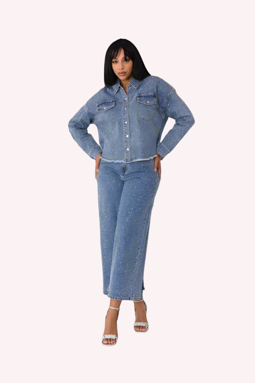 Rhinestone Denim Culottes - 82396 - Especially Yours