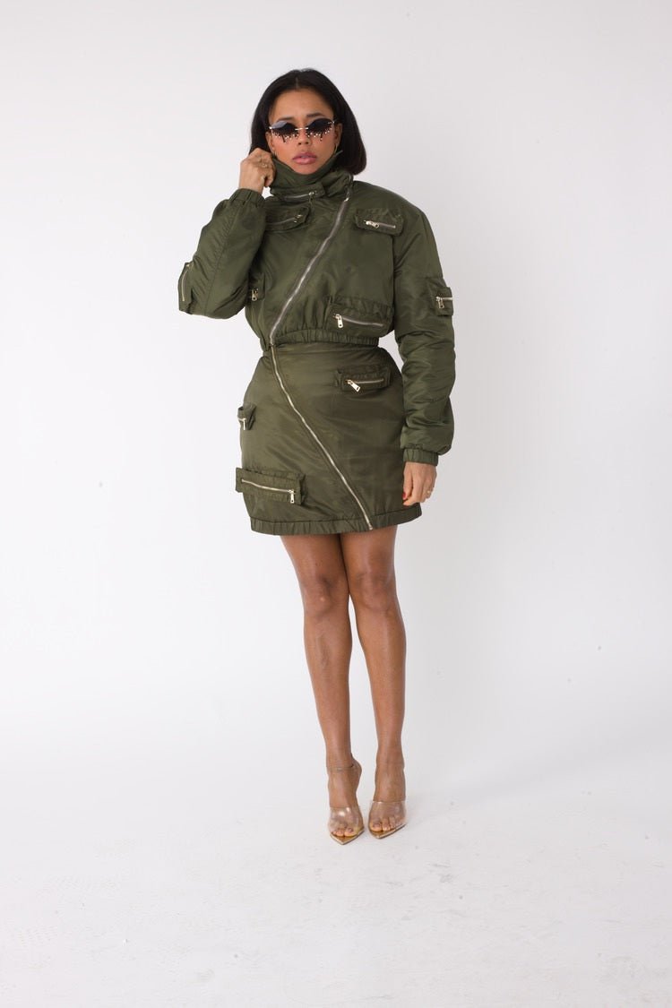 Olive Cropped Utility Bomber Jacket - 82404 - Especially Yours
