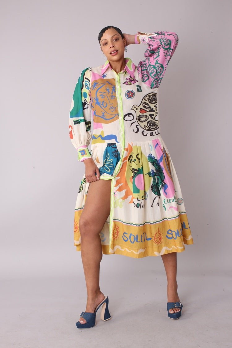 Artistic Print Shirt Dress - 82425 - Especially Yours