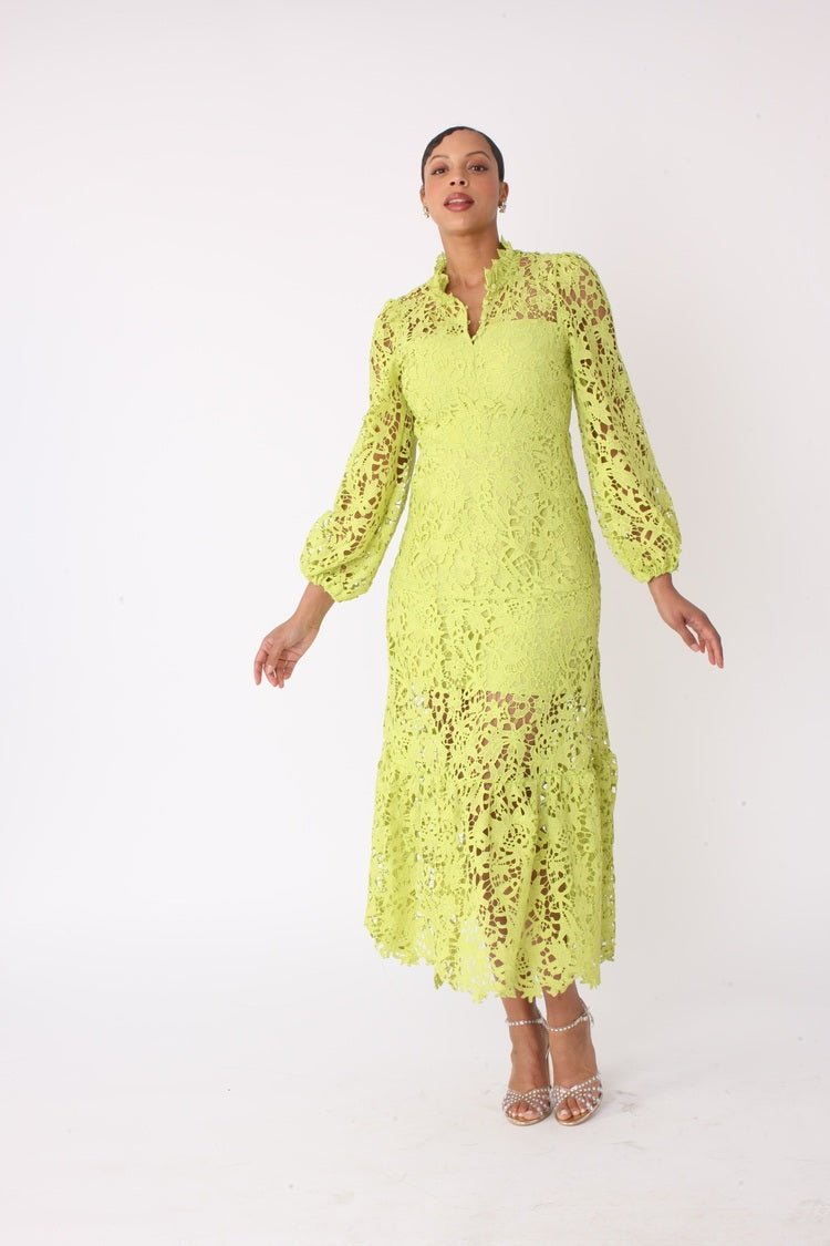 Chartreuse Lace Midi Dress - 82434 - Especially Yours