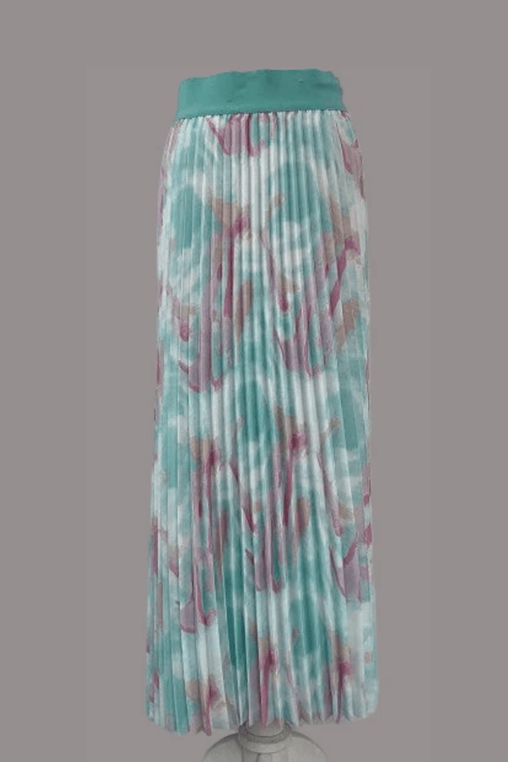 Watercolor Print Pleated Maxi Skirt - 82606 - Especially Yours