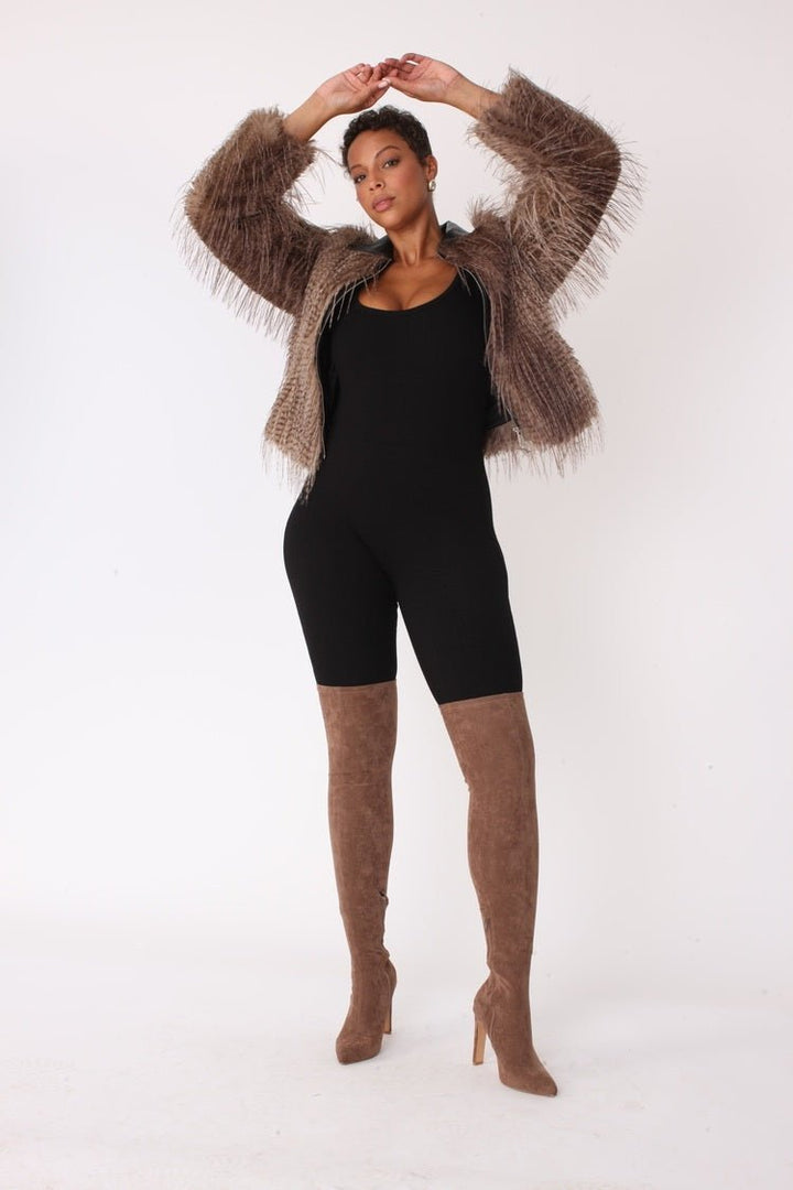 Shaggy Faux Fur Bomber Jacket - 82651 - Especially Yours
