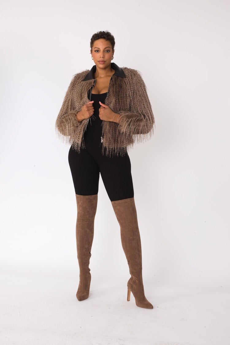 Shaggy Faux Fur Bomber Jacket - 82651 - Especially Yours