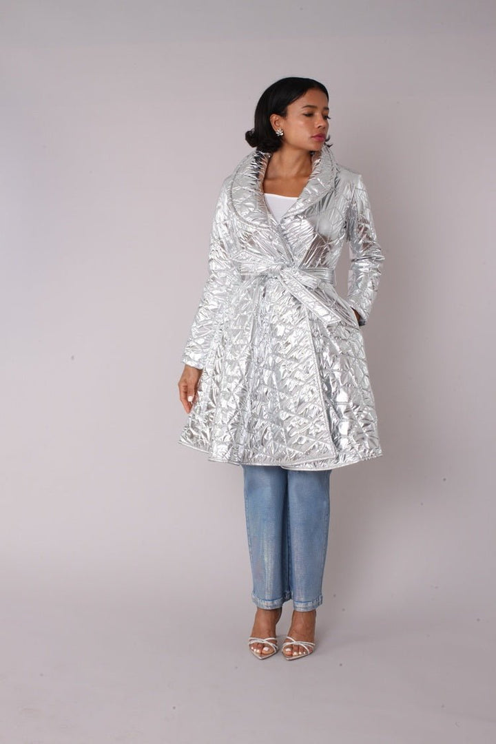 Metallic Quilted Wrap Coat - 82653 - Especially Yours