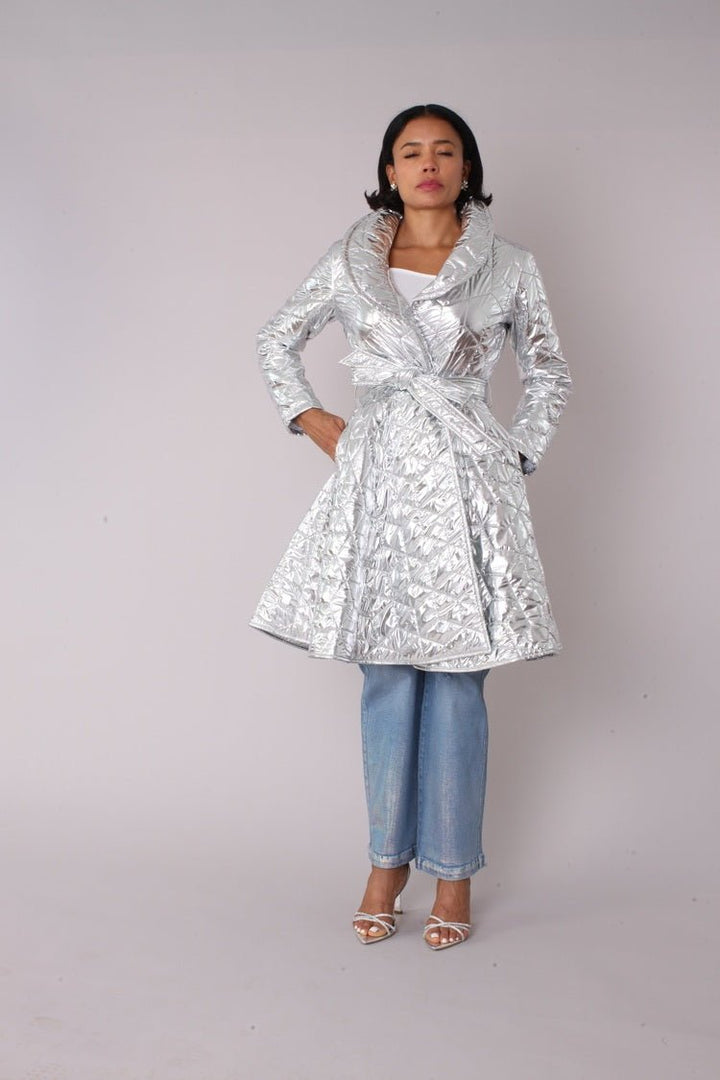 Metallic Quilted Wrap Coat - 82653 - Especially Yours