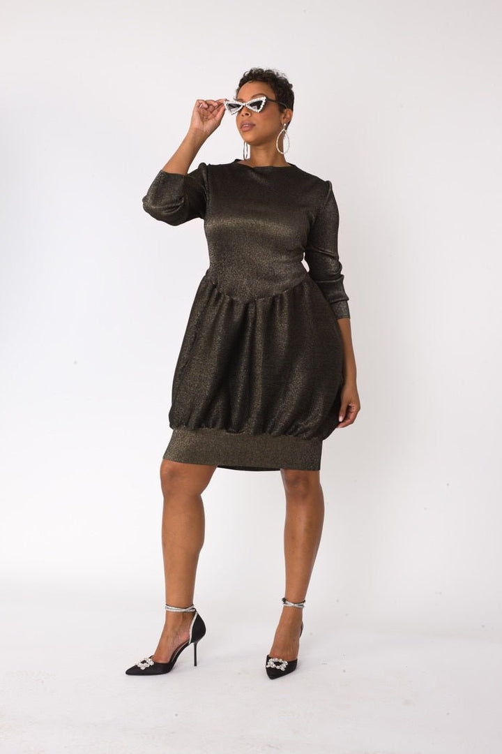 Metallic Bubble Hem Sweater Dress - 82677 - Especially Yours