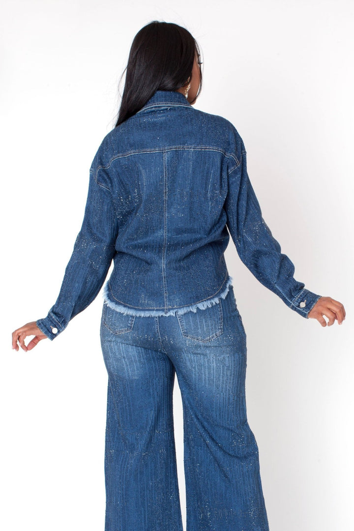 Rhinestone Embellished Denim Jacket - 82978 - Especially Yours