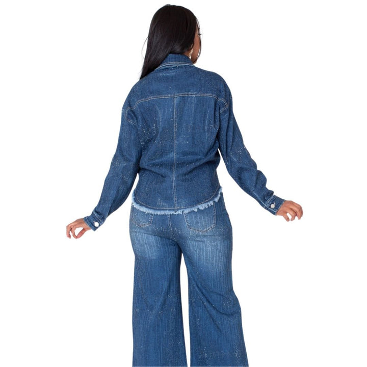 Rhinestone Embellished Denim Jacket - 82978 - Especially Yours