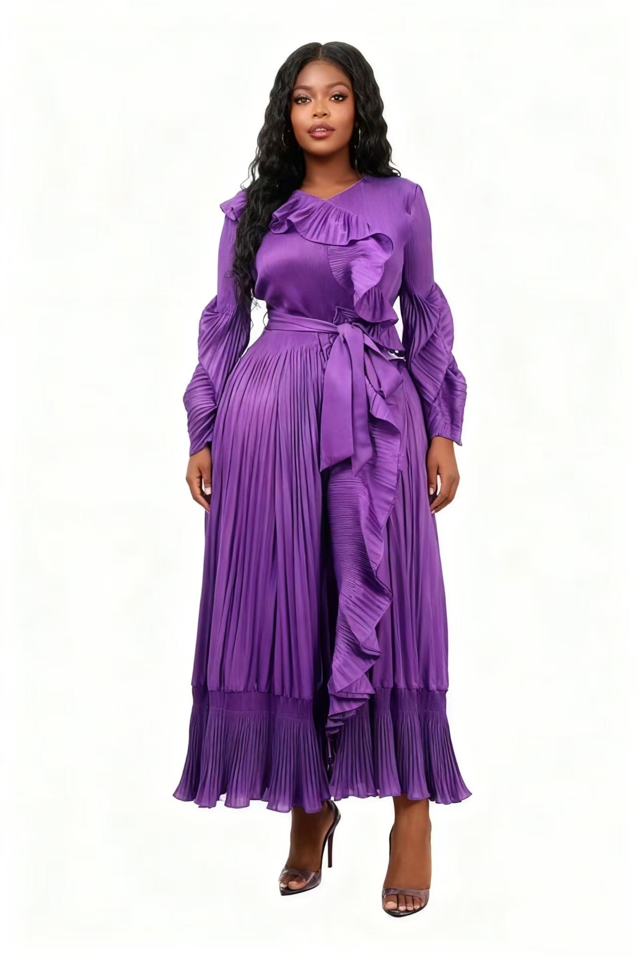 Forest Ruffle Pleated Midi Dress - 83014 - Especially Yours