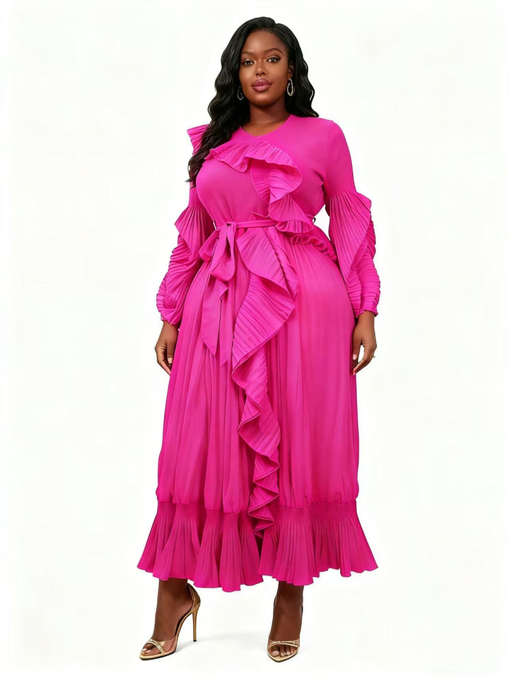 Forest Ruffle Pleated Midi Dress - 83014 - Especially Yours