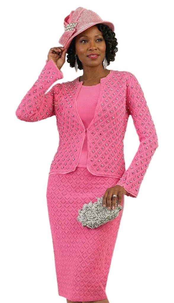 Elegant Diamond - Patterned Knit Skirt Suit by Lily & Taylor - Especially Yours