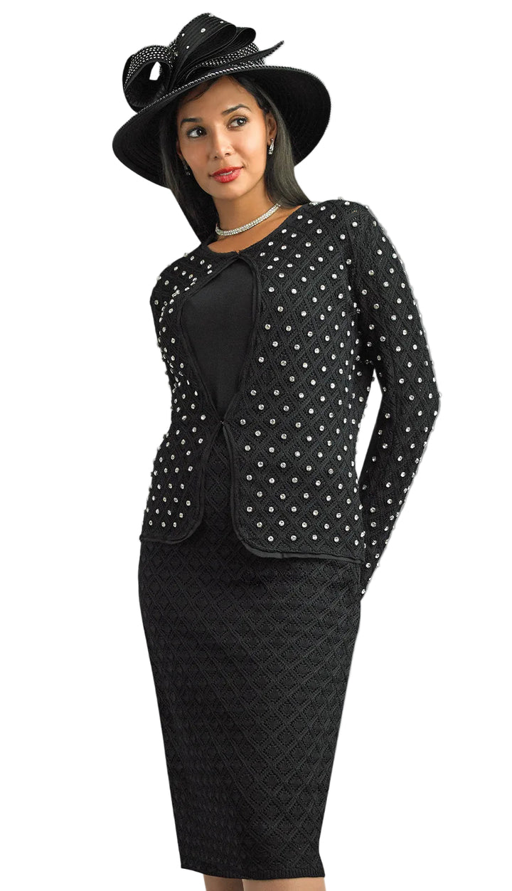 Elegant Diamond - Patterned Knit Skirt Suit by Lily & Taylor - Especially Yours