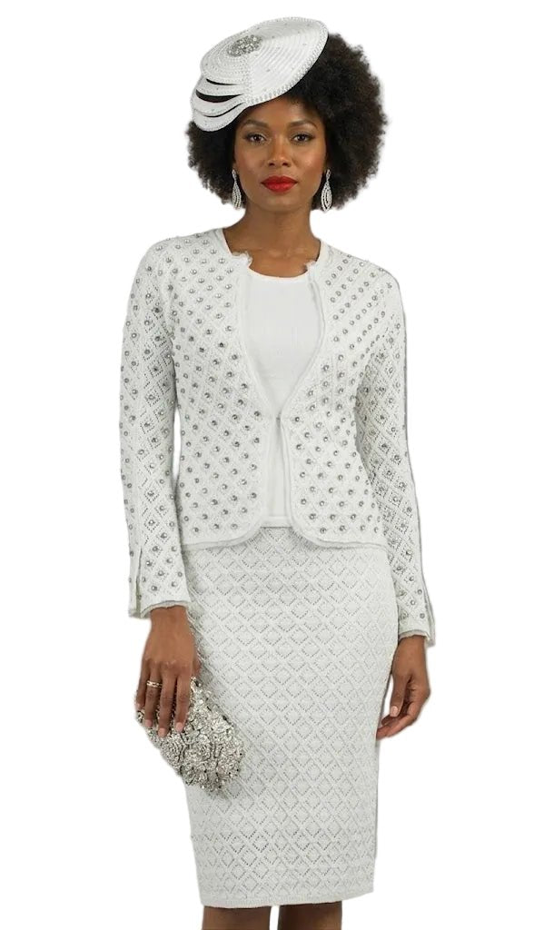 Elegant Diamond - Patterned Knit Skirt Suit by Lily & Taylor - Especially Yours