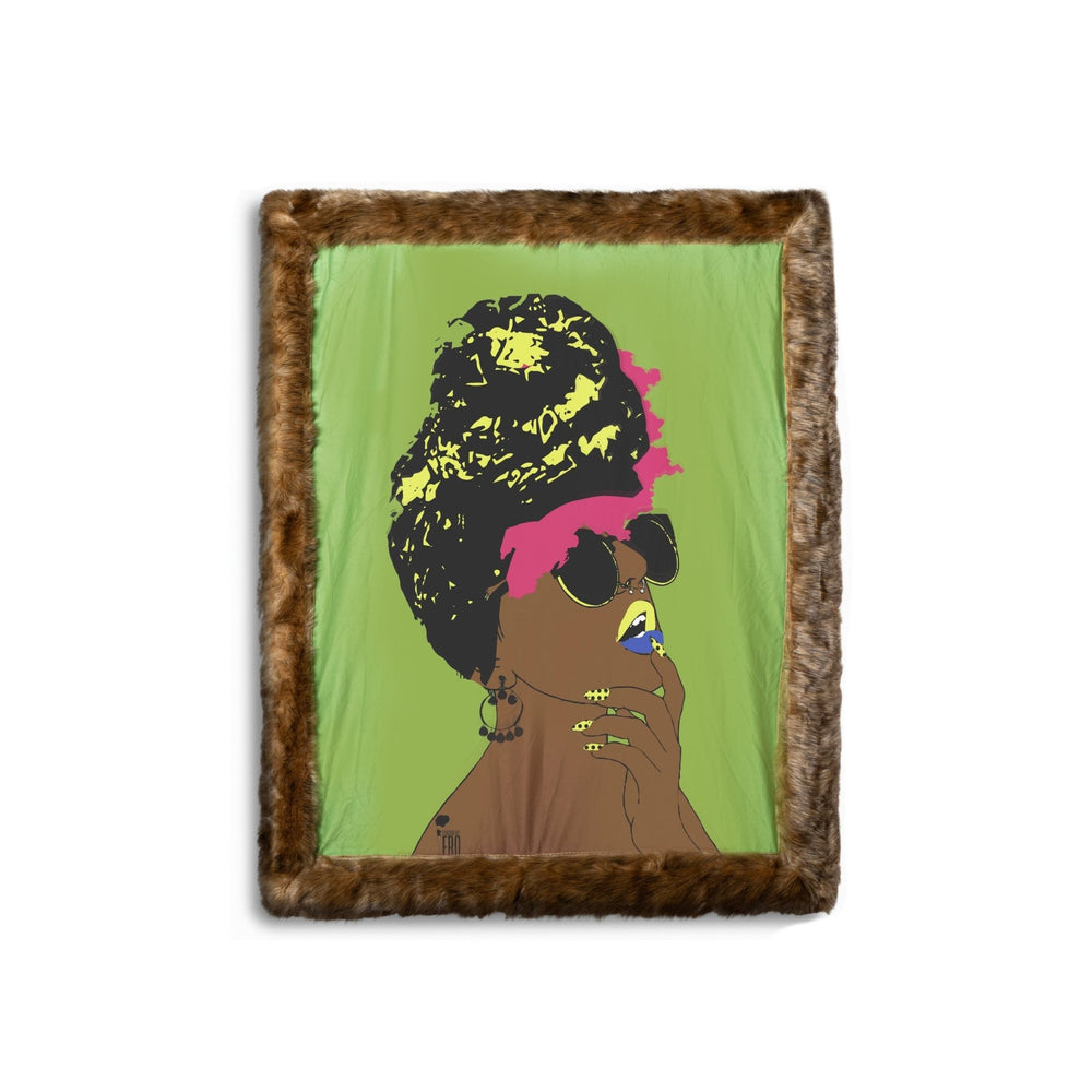 Mood Lime Green Faux Fox Fur Throw Blanket - Especially Yours