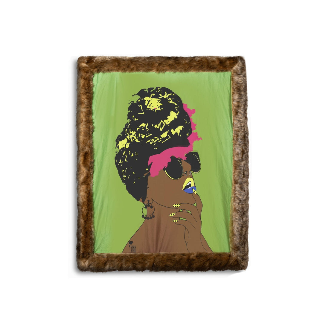 Mood Lime Green Faux Fox Fur Throw Blanket - Especially Yours