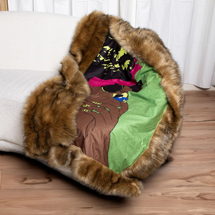 Mood Lime Green Faux Fox Fur Throw Blanket - Especially Yours