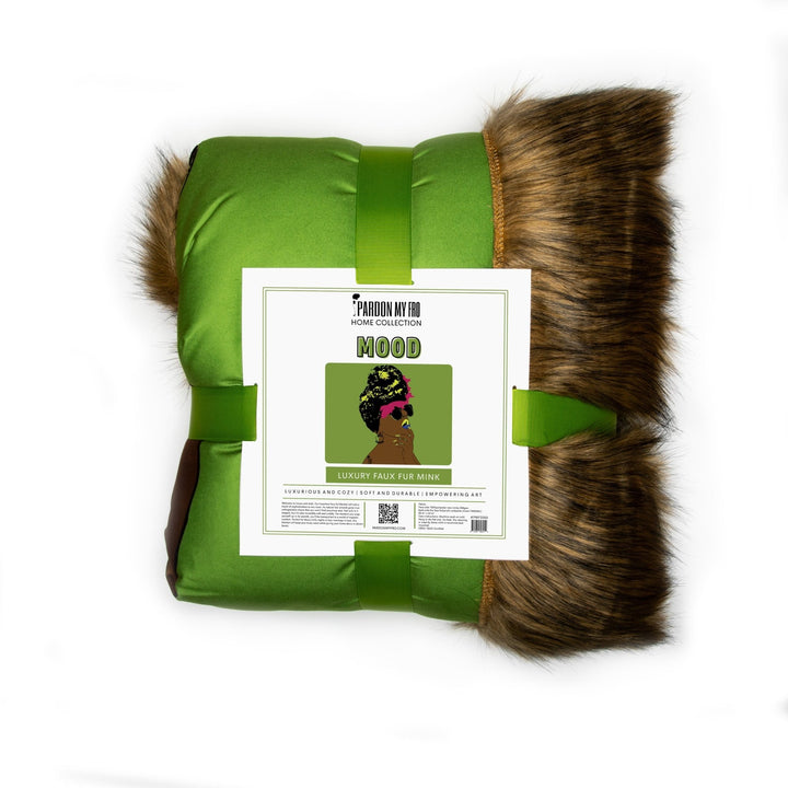Mood Lime Green Faux Fox Fur Throw Blanket - Especially Yours