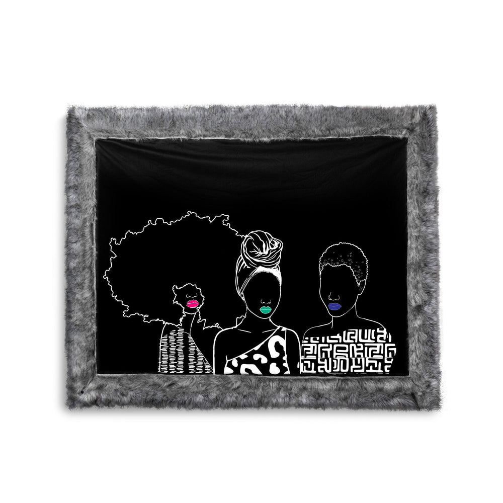 Mahogany Black & Gray Faux For Fur Throw Blanket - Especially Yours