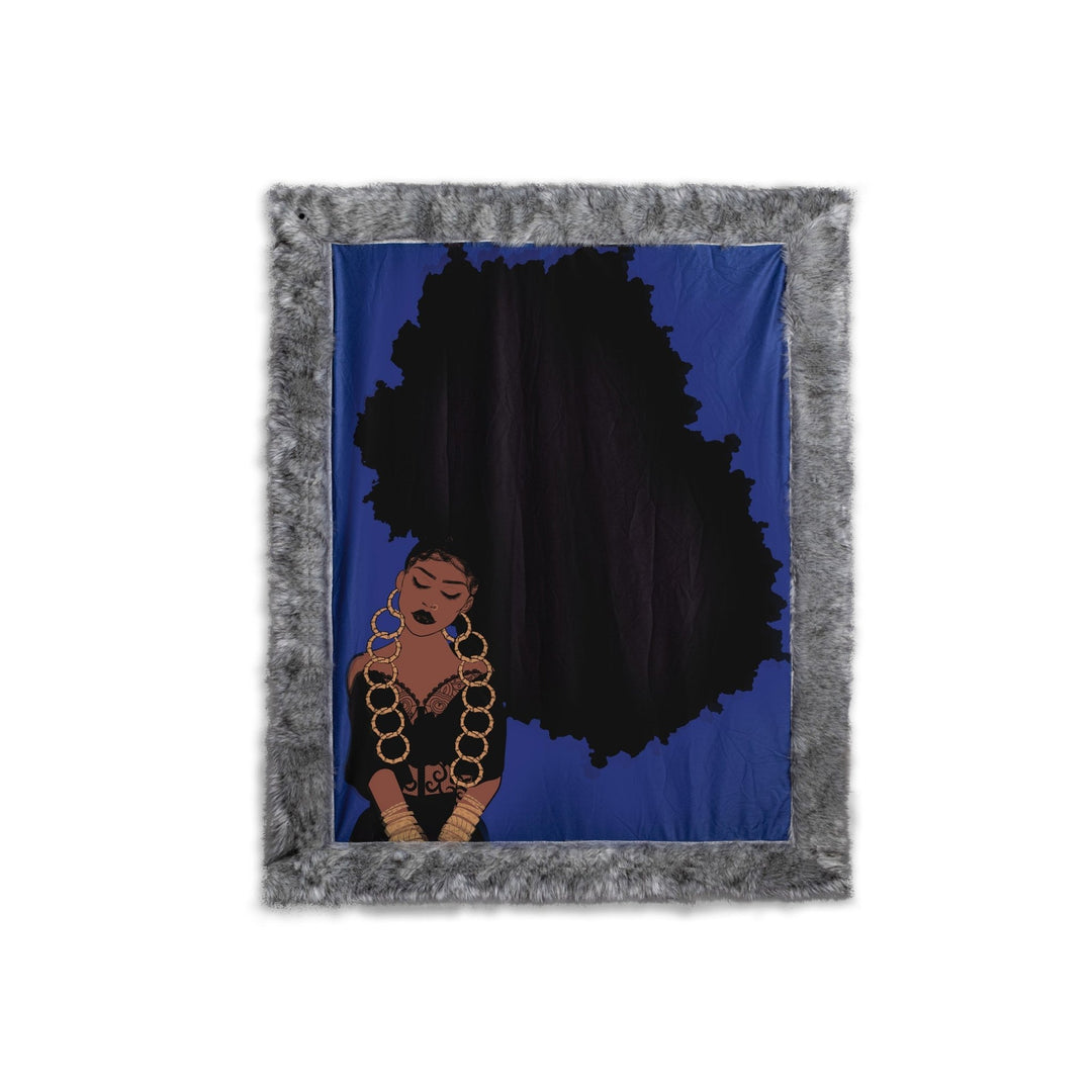 Onyx Blue & Gray Faux Fox Fur Throw Blanket - Especially Yours